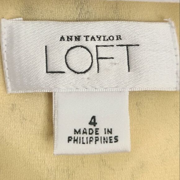 ann taylor loft Y2K dress yellow floral sleeveless v-neck lined size 4 - Picture 4 of 6